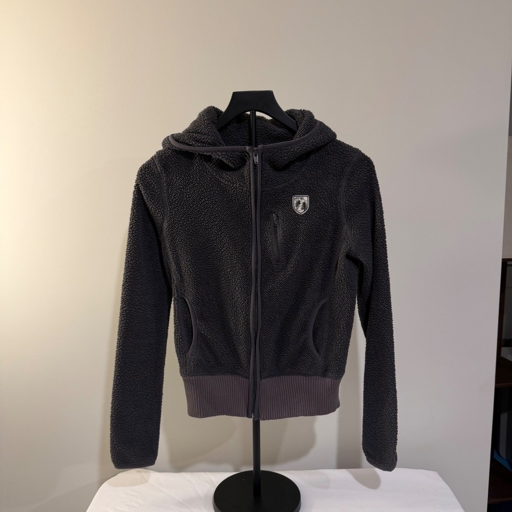 American Eagle Outfitters Womens Gray Sherpa Fleece Full Zip Hoodie Jacket XS - Picture 2 of 11